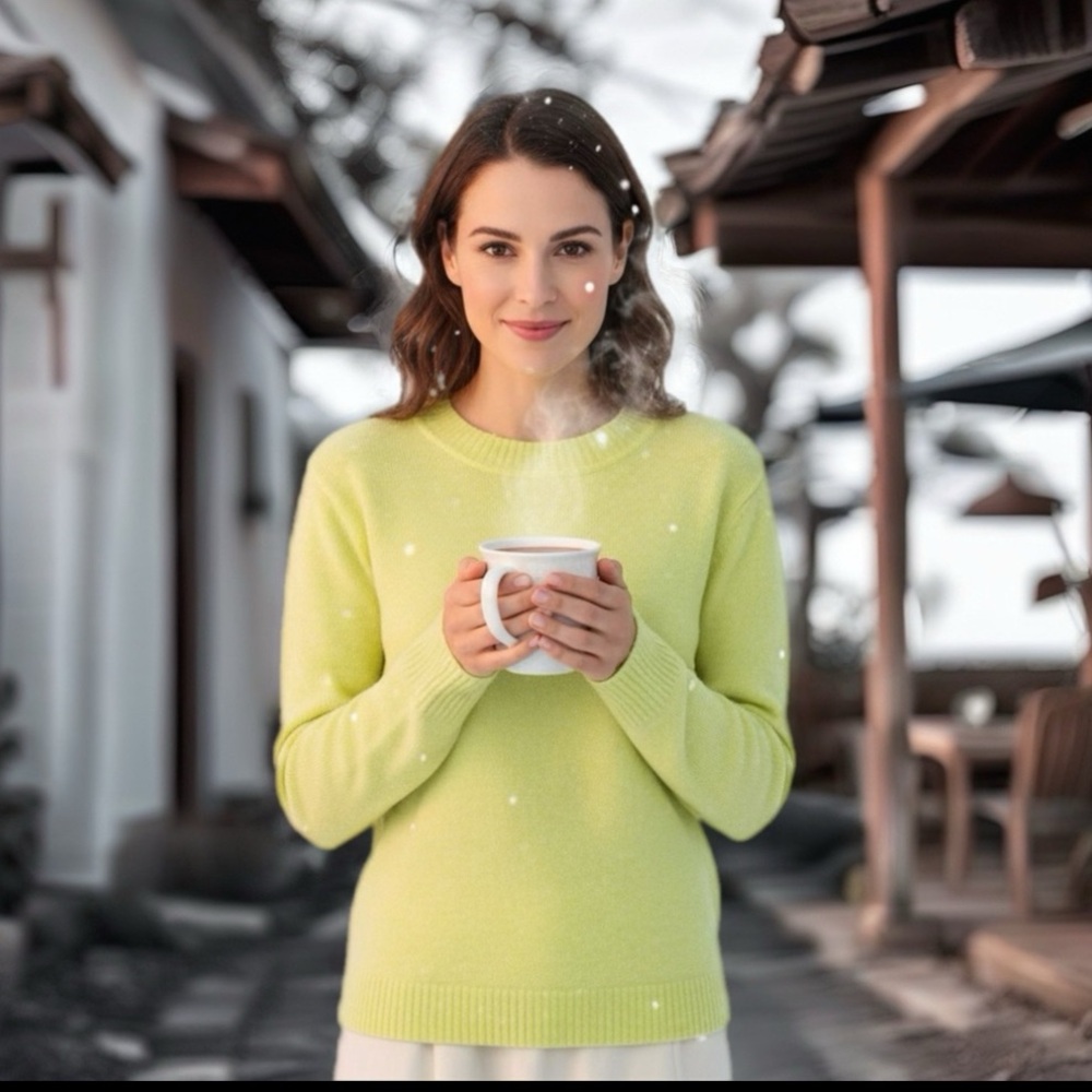 LOFT Light Yellow Crew Neck Sweater
